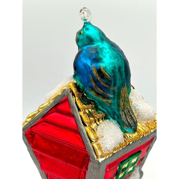 Department 56 Mercury Glass Christmas Tree Ornament Birdhouse Vintage Handpaint - Picture 13 of 16